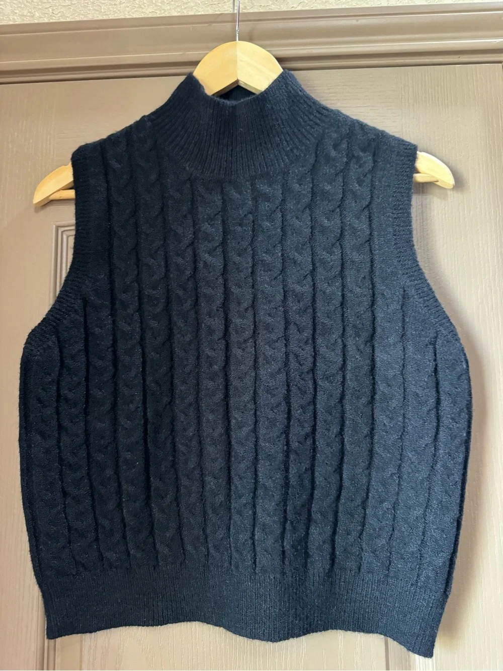entro Black Cable-Knit Mock Neck Sweater Vest